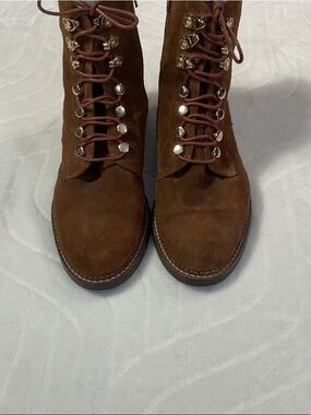 Brown Suede leather Lace-Up Women's Ankle Boots